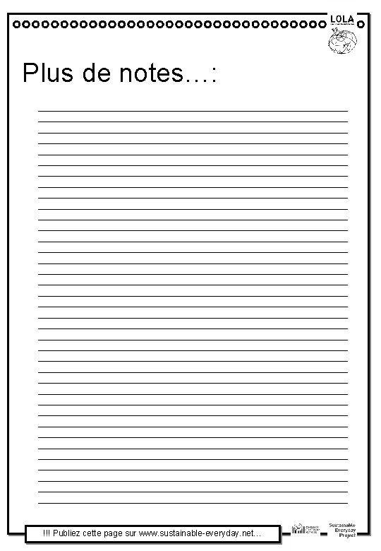 Plus de notes…: !!! Publiez cette page sur www. sustainable-everyday. net… 