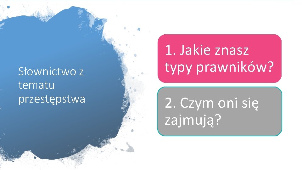 Słownictwo z tematu przestępstwa 1. Jakie znasz typy prawników? 2. Czym oni się zajmują?