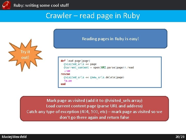Ruby: writing some cool stuff Crawler – read page in Ruby Reading pages in