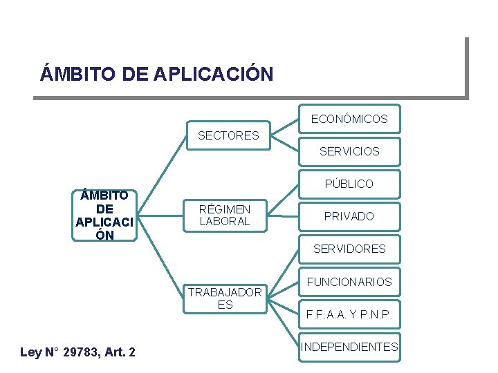 ÁMBITO DE APLICACIÓN ECONÓMICOS SECTORES SERVICIOS ÁMBITO DE APLICACI ÓN PÚBLICO RÉGIMEN LABORAL PRIVADO