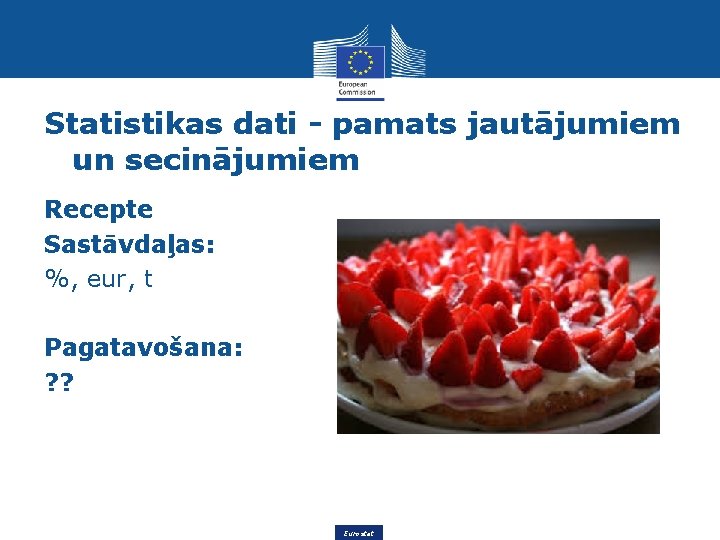 Statistikas dati - pamats jautājumiem un secinājumiem Recepte Sastāvdaļas: %, eur, t Pagatavošana: ?