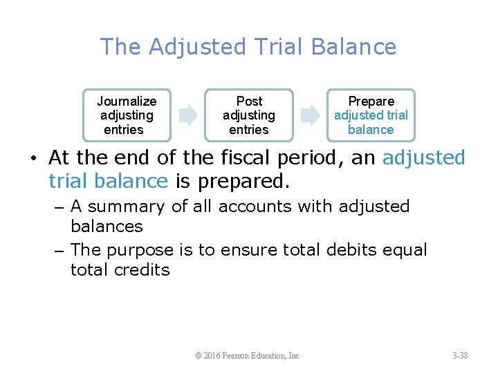 The Adjusted Trial Balance Journalize adjusting entries Post adjusting entries Prepare adjusted trial balance