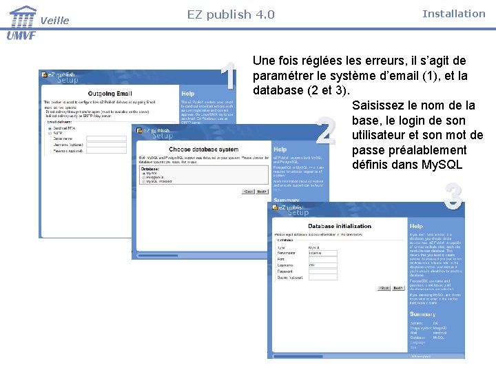 Veille EZ publish 4. 0 1 Installation Une fois réglées les erreurs, il s’agit