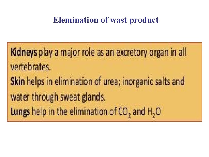 Elemination of wast product 