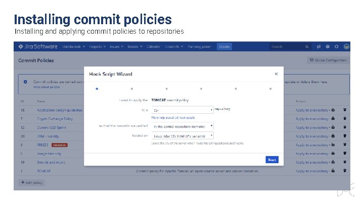 Installing commit policies Installing and applying commit policies to repositories 