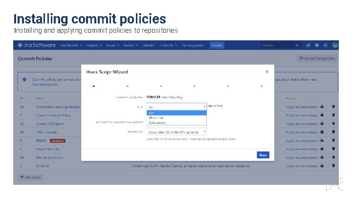 Installing commit policies Installing and applying commit policies to repositories 