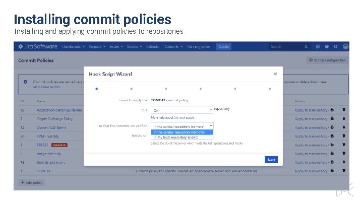 Installing commit policies Installing and applying commit policies to repositories 