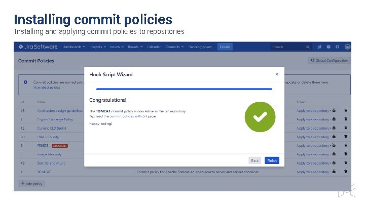 Installing commit policies Installing and applying commit policies to repositories 