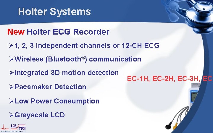 Holter Systems New Holter ECG Recorder Ø 1, 2, 3 independent channels or 12