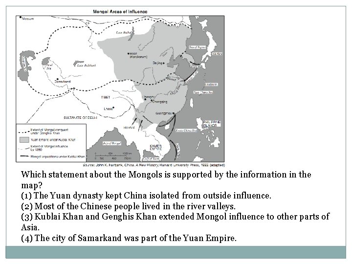 Which statement about the Mongols is supported by the information in the map? (1)