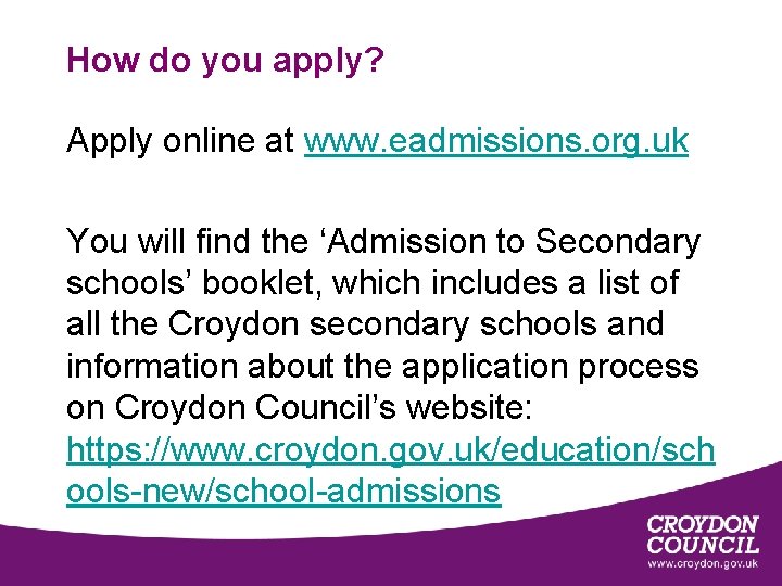 How do you apply? Apply online at www. eadmissions. org. uk You will find