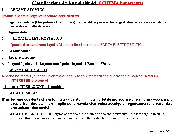 Classificazione dei legami chimici (SCHEMA importante) 1. LEGAME ATOMICO Quando due atomi legati condividono