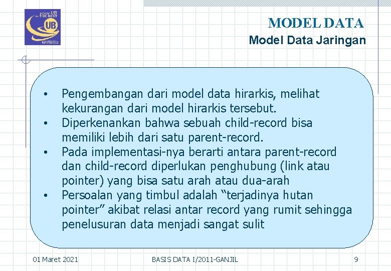 BASIS DATA I2011 GANJIL MODEL DATA Oleh Satrio