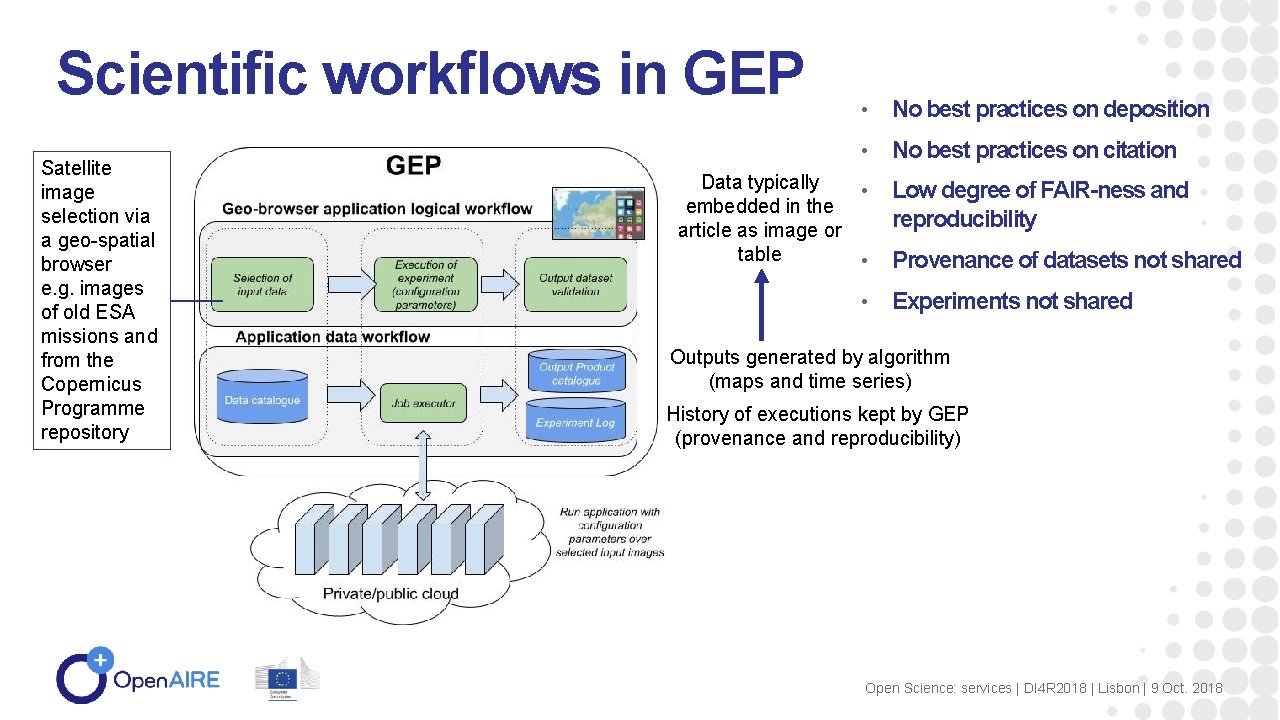Scientific workflows in GEP Satellite image selection via a geo-spatial browser e. g. images
