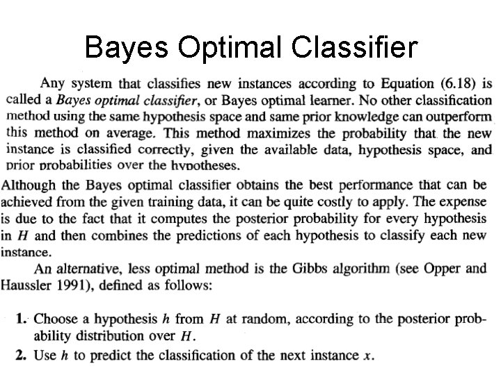 Bayes Optimal Classifier 