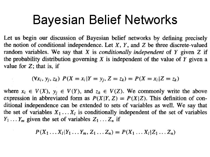 Bayesian Belief Networks 