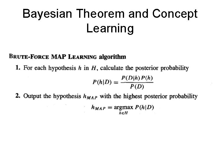Bayesian Theorem and Concept Learning 