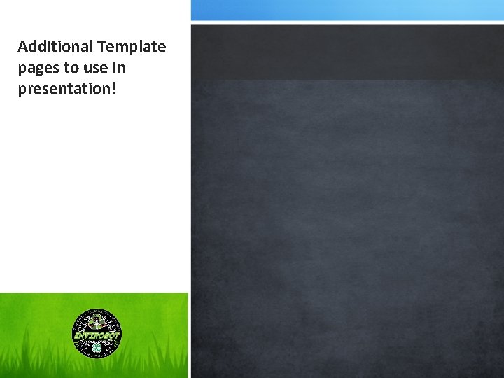 Additional Template pages to use In presentation! 
