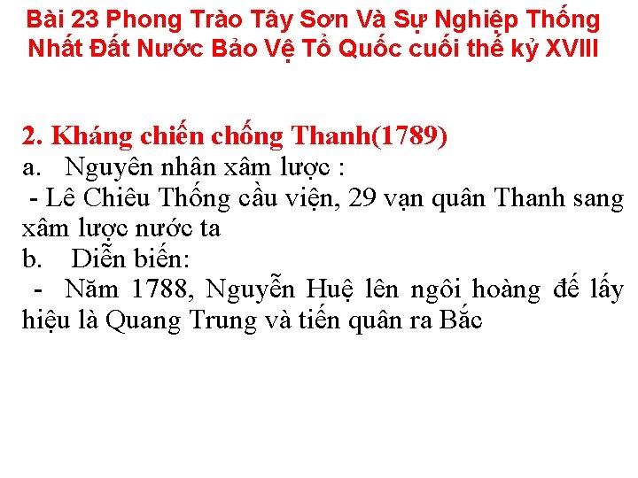 Bài 23 Phong Trào Tây Sơn Và Sự Nghiệp Thống Nhất Đất Nước Bảo