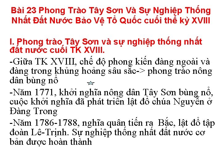 Bài 23 Phong Trào Tây Sơn Và Sự Nghiệp Thống Nhất Đất Nước Bảo