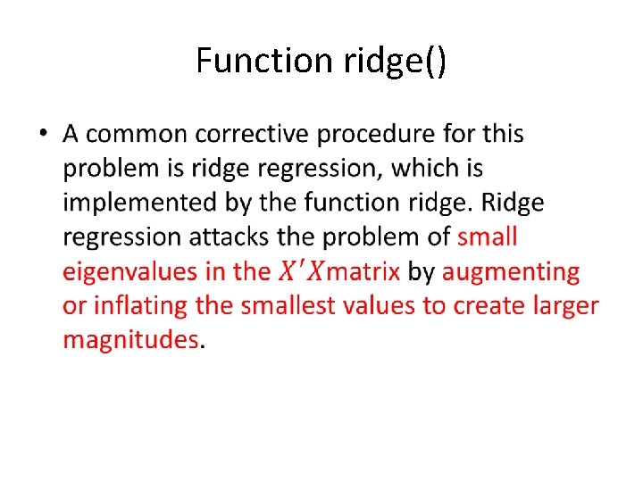 Function ridge() • 