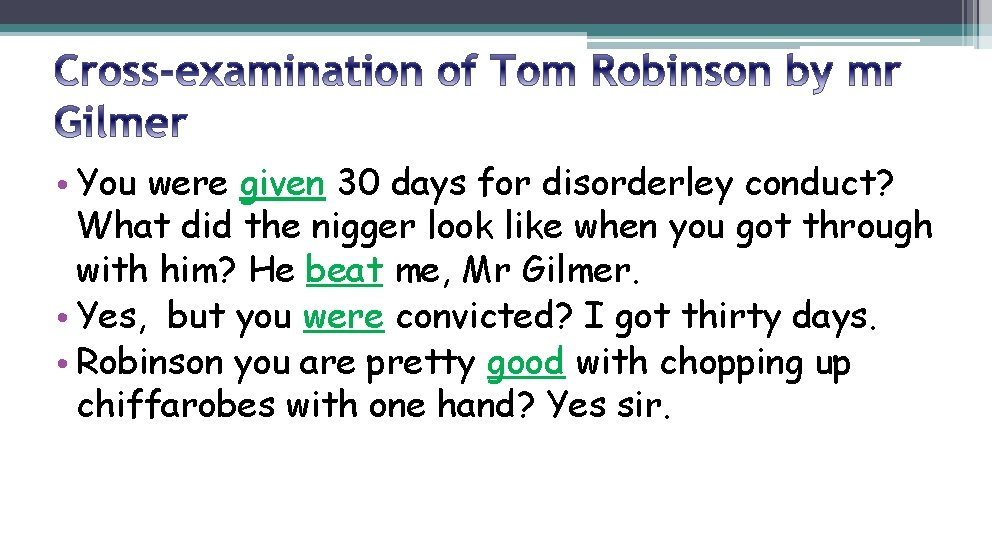  • You were given 30 days for disorderley conduct? What did the nigger