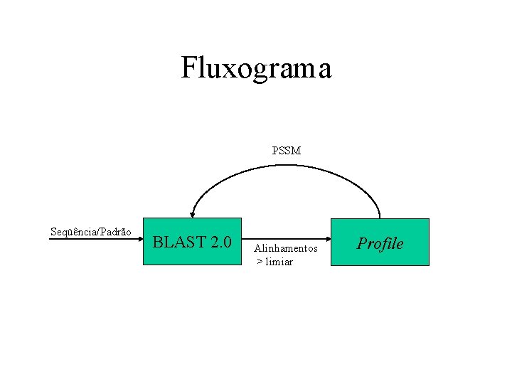 Fluxograma PSSM Seqüência/Padrão BLAST 2. 0 Alinhamentos > limiar Profile 
