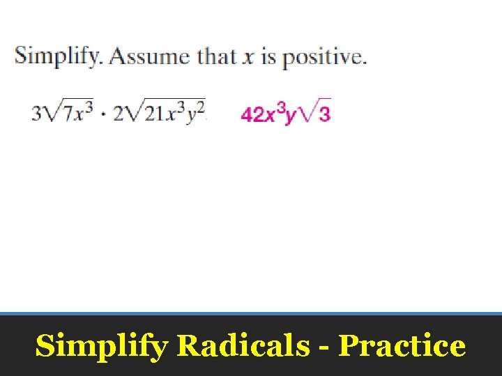 Simplify Radicals - Practice 