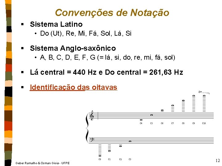 Convenções de Notação § Sistema Latino • Do (Ut), Re, Mi, Fá, Sol, Lá,