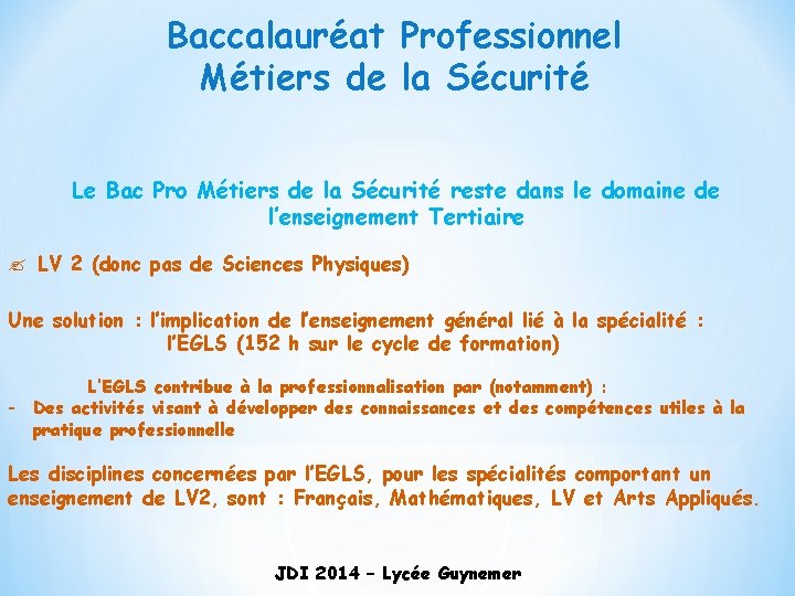 Baccalauréat Professionnel Métiers de la Sécurité Le Bac Pro Métiers de la Sécurité reste