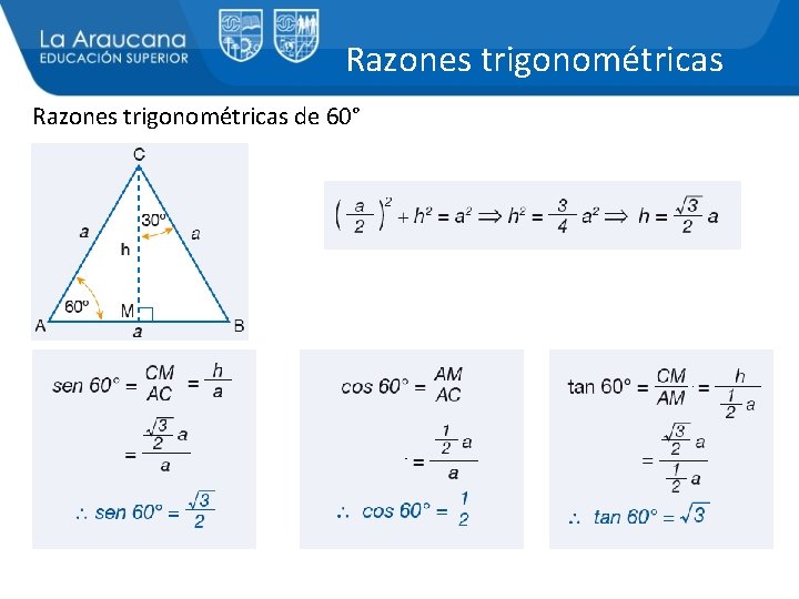 Razones trigonométricas de 60° 