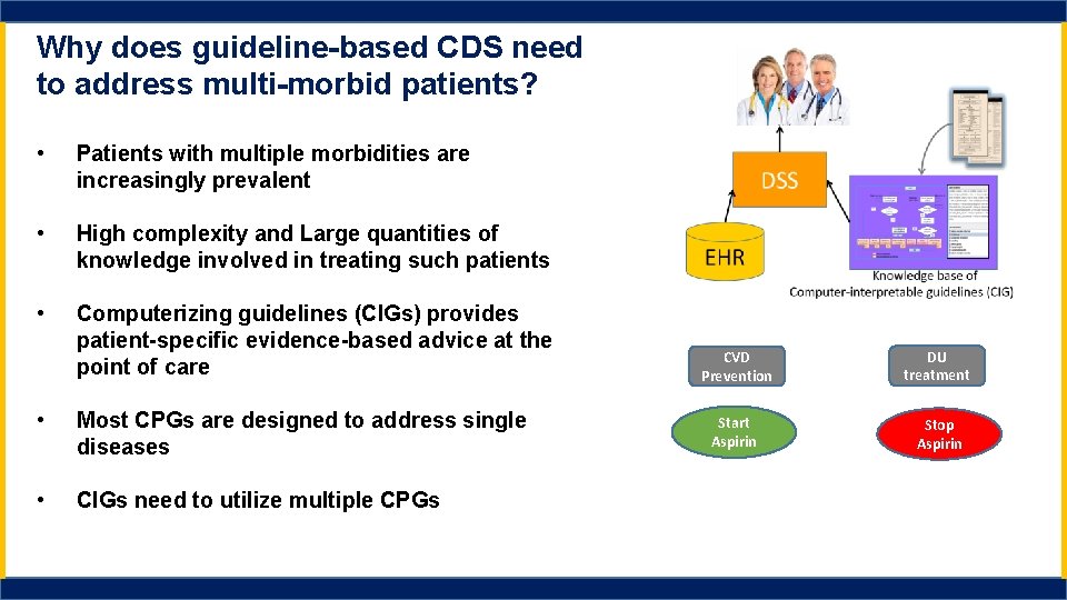 Why does guideline-based CDS need to address multi-morbid patients? • Patients with multiple morbidities