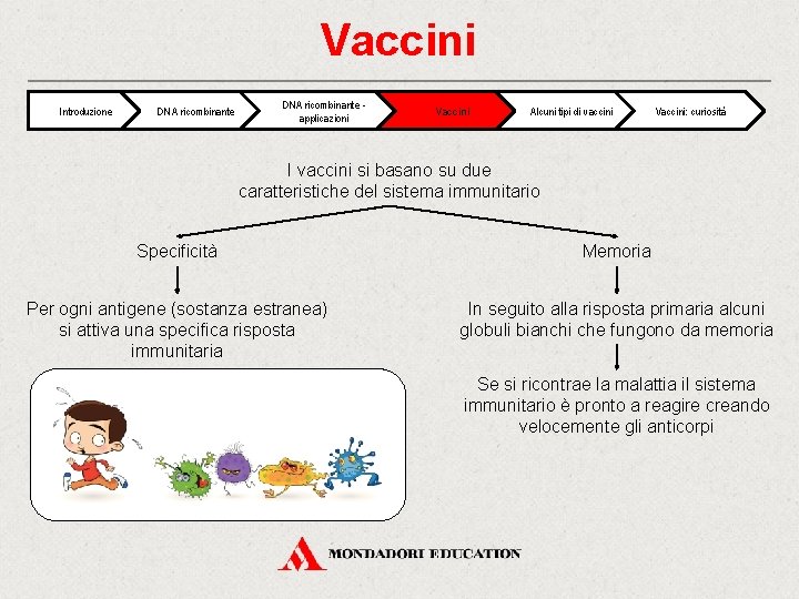 Vaccini Introduzione DNA ricombinante applicazioni Vaccini Alcuni tipi di vaccini Vaccini: curiosità I vaccini