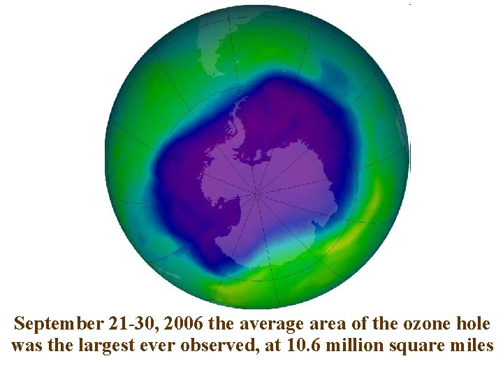 September 21 -30, 2006 the average area of the ozone hole was the largest