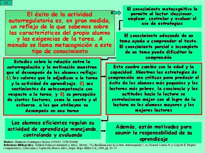 2/9 El éxito de la actividad autorregulatoria es, en gran medida, un reflejo de