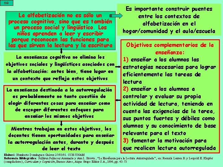 6/9 La alfabetización no es sólo un proceso cognitivo, sino que es también un