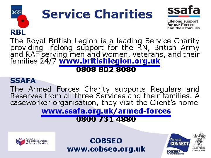 Service Charities RBL The Royal British Legion is a leading Service Charity providing lifelong