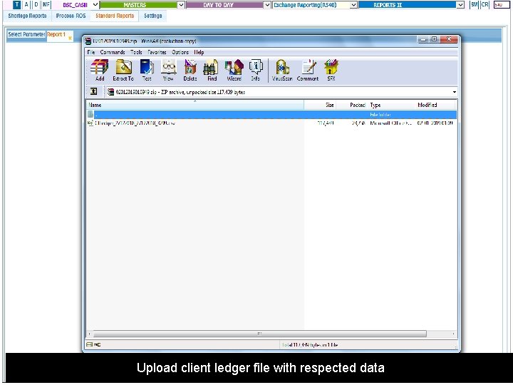 Upload client ledger file with respected data 