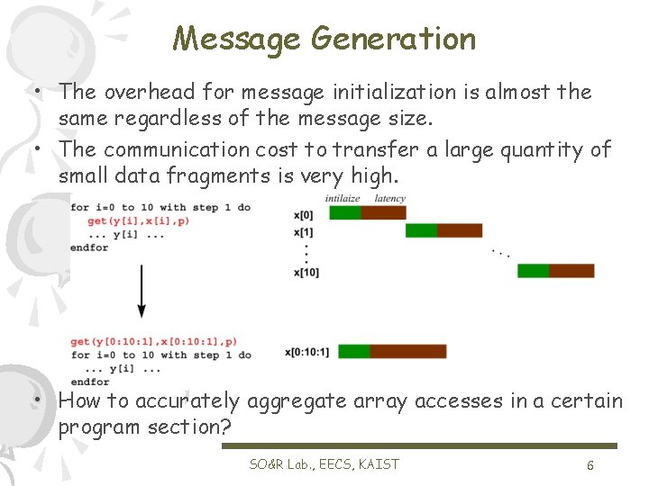 Message Generation • The overhead for message initialization is almost the same regardless of