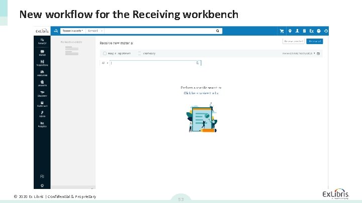 New workflow for the Receiving workbench © 2020 Ex Libris | Confidential & Proprietary
