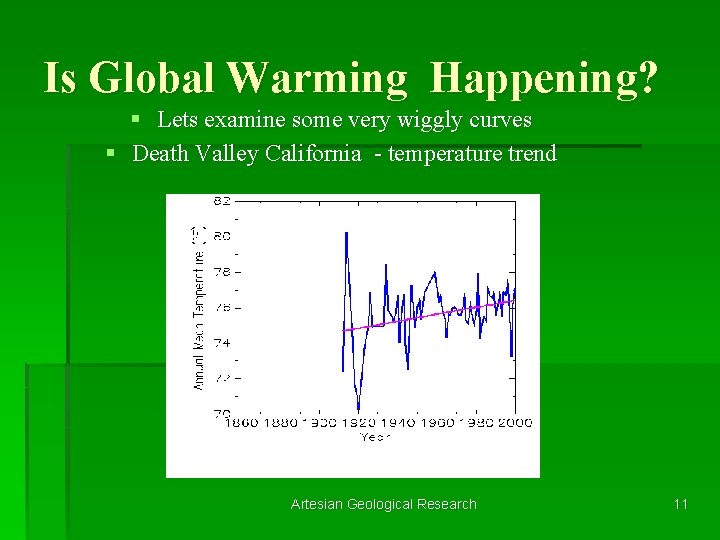 Is Global Warming Happening? § Lets examine some very wiggly curves § Death Valley