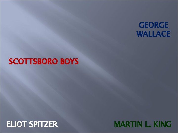 GEORGE WALLACE SCOTTSBORO BOYS ELIOT SPITZER MARTIN L. KING 