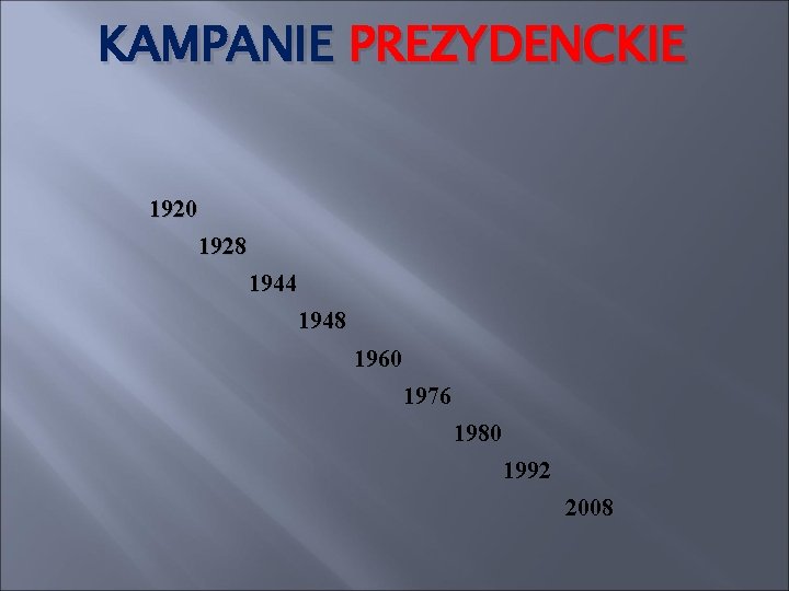 KAMPANIE PREZYDENCKIE 1920 1928 1944 1948 1960 1976 1980 1992 2008 