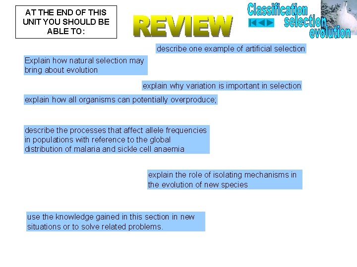 AT THE END OF THIS UNIT YOU SHOULD BE ABLE TO: describe one example