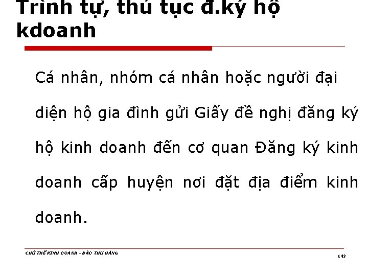 Trình tự, thủ tục đ. ký hộ kdoanh Cá nhân, nhóm cá nhân hoặc