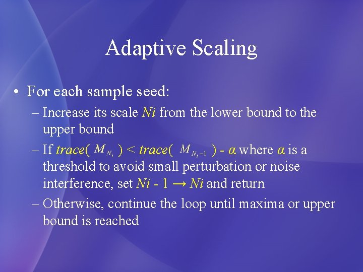 Adaptive Scaling • For each sample seed: – Increase its scale Ni from the