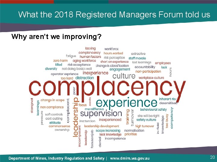 What the 2018 Registered Managers Forum told us Why aren’t we improving? 20 