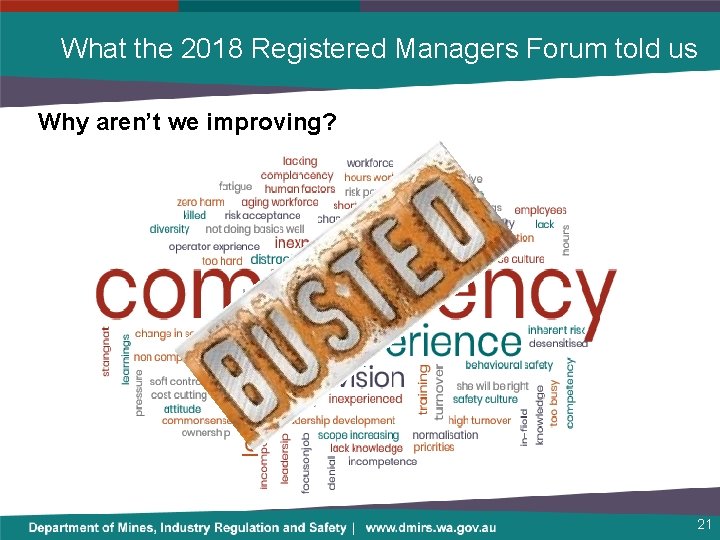 What the 2018 Registered Managers Forum told us Why aren’t we improving? 21 