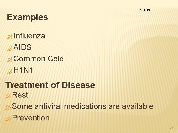 Examples Virus Ò Influenza Ò AIDS Ò Common Cold Ò H 1 N 1