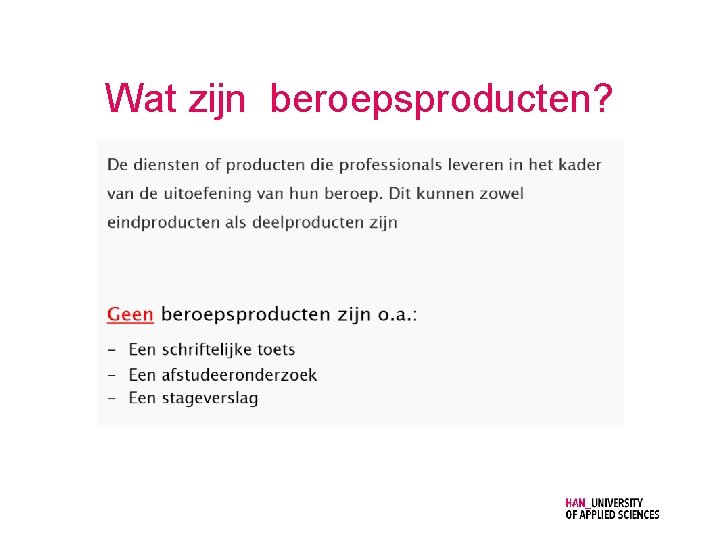 Wat zijn beroepsproducten? 